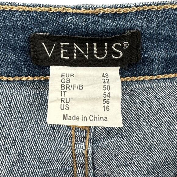 Venus Fame Acid Medium Wash Jeans Diamond Accents Straight Leg US 16 - Picture 3 of 7
